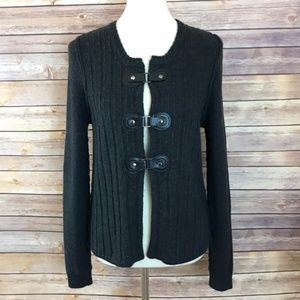 Tahari Merino Wool Blend Buckle Sweater Size L